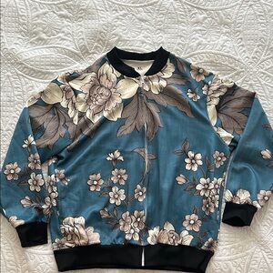 Floral Blue Bomber Jacket